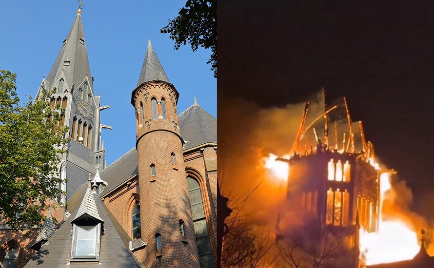 Yılbaşı kutlamaları sırasında Amsterdam'daki tarihi Vondelkerk Kilisesi’nde saatler süren yangın