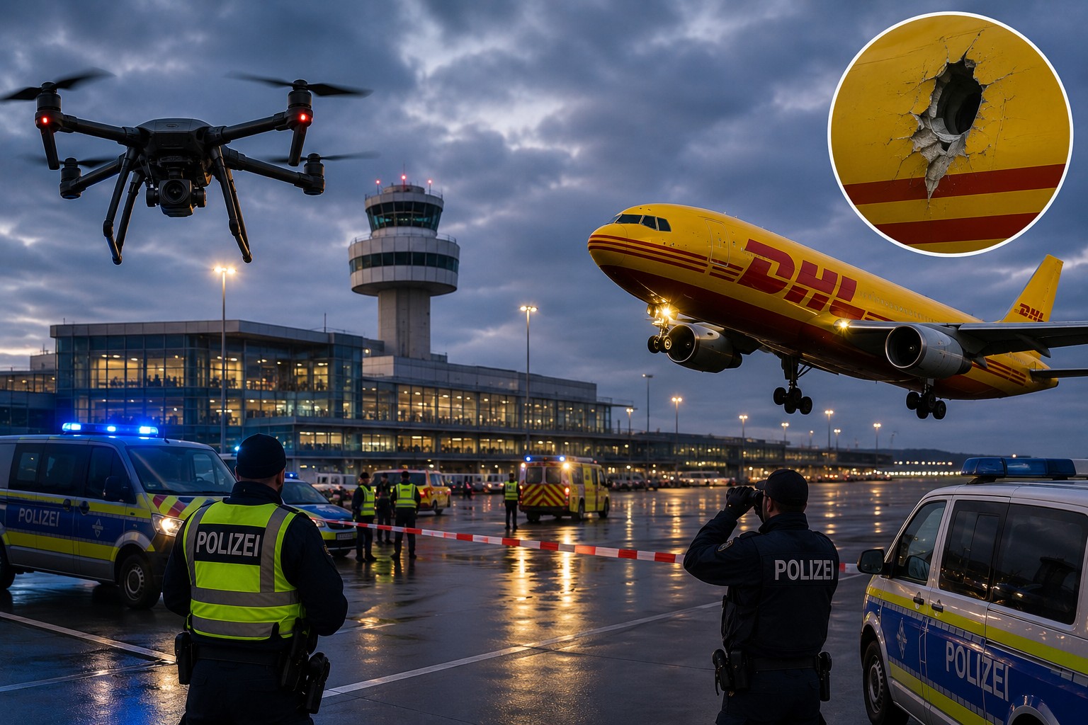 Leipzig havalimanında iki şüpheli olay: fünyeli drone ve DHL uçağı çarpışması