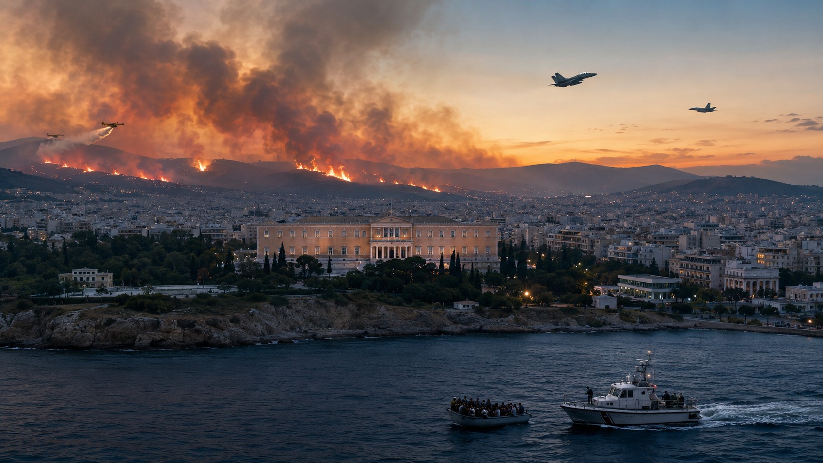 Yunanistan'da yangınlar, enflasyon ve Ege'deki hava olayları