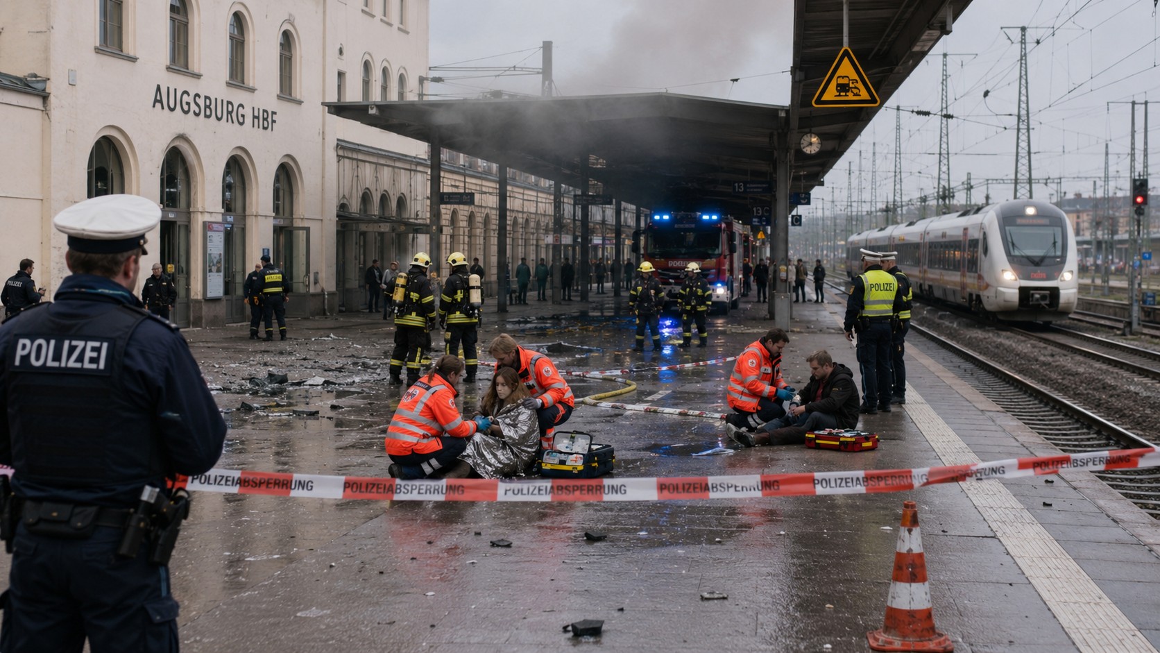 Augsburg tren istasyonunda patlama: 2 yaralı, seferler kısıtlı